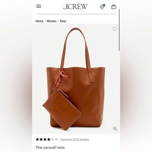 J Crew Carryall Brown Leather Tote Bag SOLD OUT